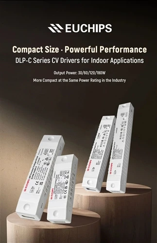 EUCHIPS DLP-C Series Non-Dimmable Constant Voltage LED Power Supply 30–180W GaN